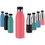 Emsa N31104 Bludrop Color Trinkflasche | 0,5 Liter | 100 % dicht | Quick-Press Verschluss | Ergonomischer 360° Trinkgenuss | 12h warm, 24h kühl | spülmaschinenfest | Edelstahl | Koralle