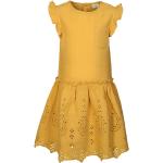 Reduzierte Gelbe Kurzärmelige En Fant Kinderspitzenkleider mit Rüschen mit Knopf aus Baumwolle für Mädchen Größe 110 für den für den Sommer 