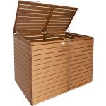 Braune 2er-Mülltonnenboxen 201l - 300l aus Holz 