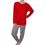 Rote Pyjamas lang aus Baumwolle für Damen Größe XXL Große Größen 