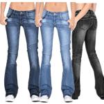Schwarze Jeans-Schlaghosen aus Leinen Handwäsche für Damen Größe 4 XL für den für den Sommer 