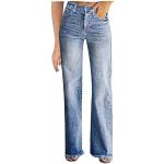Hellblaue Loose Fit Ripped Jeans & Zerrissene Jeans mit Fransen aus Baumwolle für Damen Größe XXL Petite für den für den Sommer 