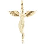 Goldene Engelsrufer Engel Anhänger glänzend mit Zirkonia handgemacht für Damen 