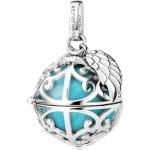 Silberne Klangkugeln mit Ornament-Motiv mit Türkis 