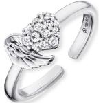 Silberne Engelsrufer Ringe mit Herz aus Silber für Damen 