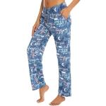 Blaue Batik Pyjamahosen lang aus Baumwollmischung für Damen Größe L für den für den Herbst 