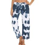 Marineblaue Batik Pyjamahosen lang aus Baumwollmischung für Damen Größe L für den für den Herbst 