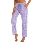 Lila Batik Pyjamahosen lang aus Baumwollmischung für Damen Größe M für den für den Herbst 