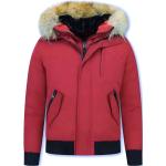 Reduzierte Rote Mini Winterjacken mit Reißverschluss aus Pelz mit Pelzkragen für Herren Größe XL für den für den Winter 