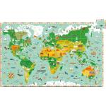 200 Teile Djeco Puzzles mit Weltkartenmotiv aus Pappe für 5 - 7 Jahre 