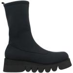 Reduzierte Schwarze Unifarbene Karree Keilabsatz Sock-Boots aus Leder für Damen Größe 41 