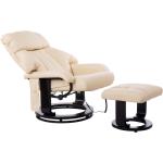 Cremefarbene Homcom Relaxsessel mit Hocker mit Massagefunktion Breite 0-50cm, Höhe 100-150cm, Tiefe 0-50cm 
