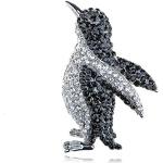 Entzückende Licht Schwarz Kristall Strass Silber Farbton Pinguin-Vogel Brosche