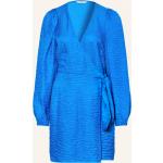 Reduzierte Blaue envii Wickelkleider mit Puffärmeln mit Knopf aus Polyamid für Damen Größe M 