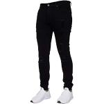 Schwarze Ripped Jeans & Zerrissene Jeans mit Reißverschluss aus Denim für Herren Größe L Weite 42 