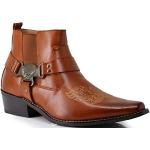Braune Cowboy-Boots & Cowboystiefeletten mit Reißverschluss leicht für Herren Größe 47 mit Absatzhöhe bis 3cm 