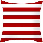 Epinki Kissenbezug, 50 x 50 cm, gestreift, zweifarbig, Kissenbezug aus Polyester, Rot / Weiß