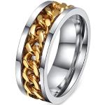 Epinki Trauringe, 8MM Edelstahl Ring Pärchen Anxiety Ring Stressabbauende Ring für Männer, Silber Gold, Gr.75 (23.9)