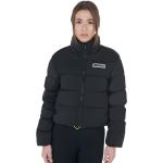 Schwarze Gesteppte Sportliche Winddichte Atmungsaktive Mini Daunenjacken mit Reißverschluss aus Polyester Cropped für Damen Größe XS 