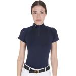 Marineblaue Kurzärmelige Kurzarm-Poloshirts mit Reißverschluss für Damen Größe XS 