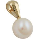 Weiße Perlenanhänger glänzend aus Gold mit Echte Perle für Damen 