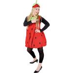 Erdbeerkostüm rot-schwarz für Erwachsene | Einheitsgröße | Einteiler Obst Kostüm mit Hut | Frucht Kostüm Unisex Faschingskostüm | Erdbeer Verkleidung