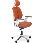 Orange Ergonomische Bürostühle & orthopädische Bürostühle  aus Leder mit verstellbarer Rückenlehne 2-teilig 