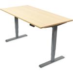 Ergotopia elektrisch höhenverstellbarer Schreibtisch / Ergonomischer Steh-Sitz Tisch mit Memory-Funktion (Ahorn, 160x80cm, Gestell Grau)