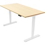 Ergotopia elektrisch höhenverstellbarer Schreibtisch / Ergonomischer Steh-Sitz Tisch mit Memory-Funktion (Ahorn, 180x80cm, Gestell Weiß)