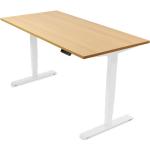 Ergotopia elektrisch höhenverstellbarer Schreibtisch / Ergonomischer Steh-Sitz Tisch mit Memory-Funktion (Buche, 180x80cm, Gestell Weiß)
