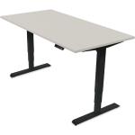 Ergotopia elektrisch höhenverstellbarer Schreibtisch / Ergonomischer Steh-Sitz Tisch mit Memory-Funktion (Grau, 120x80cm, Gestell Schwarz)