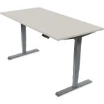 Ergotopia elektrisch höhenverstellbarer Schreibtisch / Ergonomischer Steh-Sitz Tisch mit Memory-Funktion (Grau, 160x80cm, Gestell Grau)