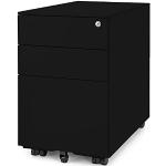 Ergotopia® Rollcontainer schwarz - abschließbarer Bürocontainer für Schreibtisch 60x39x52 cm (HxBxT) - Büro Container mit 3 Schubladen - Schreibtischcontainer abschließbar