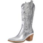 Silberne Bestickte Spitze Damencowboystiefel & Damenwesternstiefel aus Gummi rutschfest Größe 43 