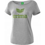 Hellgraue Melierte Erima T-Shirts aus Baumwolle für Damen Größe XS 
