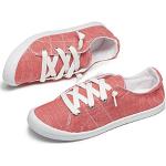 Rote Low Sneaker mit Schnürsenkel aus Stoff leicht für Damen Größe 43 für den für den Sommer 