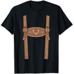 Schwarze T-Shirts mit Hirsch-Motiv aus Leder für Herren Größe S zum Oktoberfest 