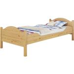 Hellbraune Erst-Holz Betten mit Matratze lackiert aus Massivholz 90x200 mit Härtegrad 2 