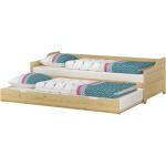 Hellbraune Moderne Betten mit Matratze lackiert aus Massivholz 90x200 mit Härtegrad 2 