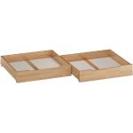 Beige Erst-Holz Unterbettboxen aus Buche mit Rollen 2-teilig 