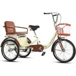 Erwachsene Cruiser Bikes 20 Zoll Trike Bike Großer Einkaufskorb, Faltbare Dreiräder Mit Rücksitz - Für Shopping-Übungen-Erholung,Beige