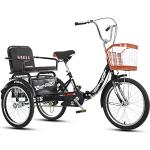 Erwachsene Cruiser Bikes 20 Zoll Trike Bike Großer Einkaufskorb, Faltbare Dreiräder Mit Rücksitz - Für Shopping-Übungen-Erholung,Schwarz