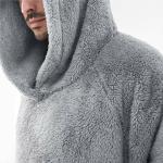 Reduzierte Graue Langärmelige Herrenfleecepullover & Herrenfleeceshirts aus Fleece mit Kapuze für den für den Winter 