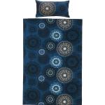 Blaue Flanellbettwäsche mit Mandala-Motiv mit Reißverschluss aus Flanell 135x200 