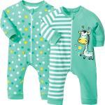 Grüne Kinderschlafanzüge & Kinderpyjamas mit Giraffen-Motiv mit Reißverschluss für Babys 