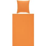 Orange Unifarbene Erwin Müller bügelfreie Bettwäsche mit Reißverschluss aus Seersucker 155x220 