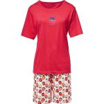 Rote Erwin Müller Pyjamas kurz mit Erdbeermotiv aus Jersey für Damen Größe L 
