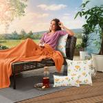 Orange Hahnentritt Romantische Blumenbettwäsche mit Reißverschluss aus Baumwolle 2-teilig für den für den Sommer 