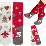 Esda Weihnachts-Socken aus Wolle One Size 35-42 Geschenk-Idee Weihnachten Nikolaus Wichtel wärmend Kuschel-Socken Thermo (Beige/Rot)