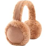 Kamelbraune Ohrenschützer & Ohrenwärmer aus Veloursleder für Damen Größe M für den für den Winter 